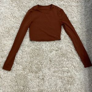 Women’s brown long sleeve crop top shirt